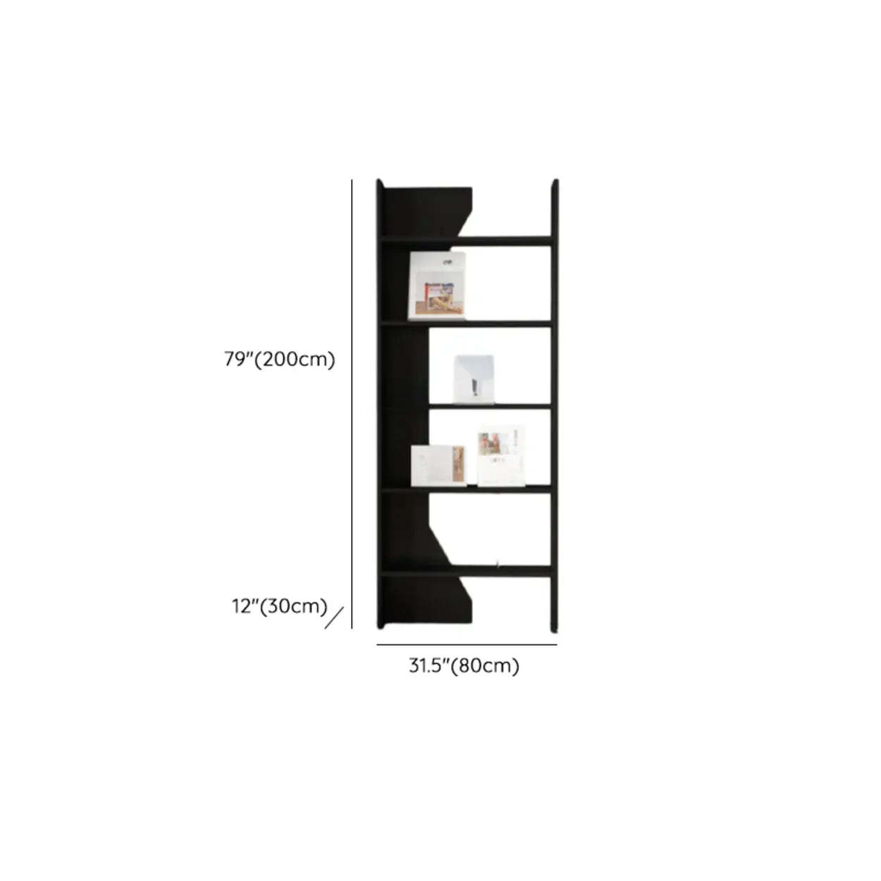 Fashion Vertical Rectangular Wood Bookshelf Black — White