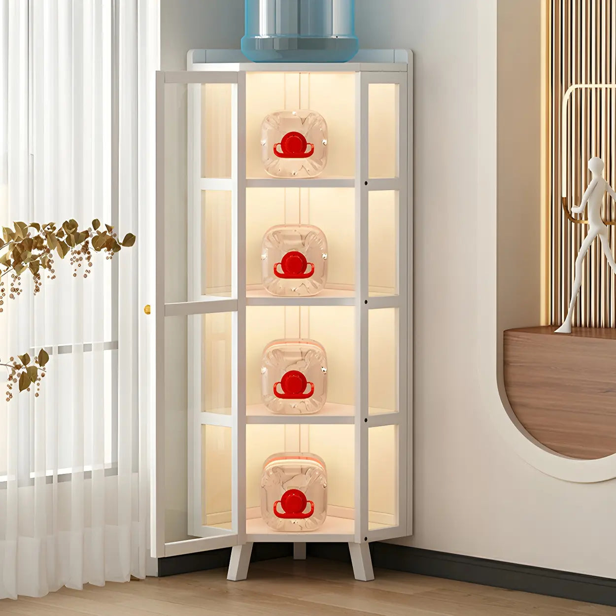Modern diamond storage wine cabinets in bamboo — 15" L x 15" W x 56" H