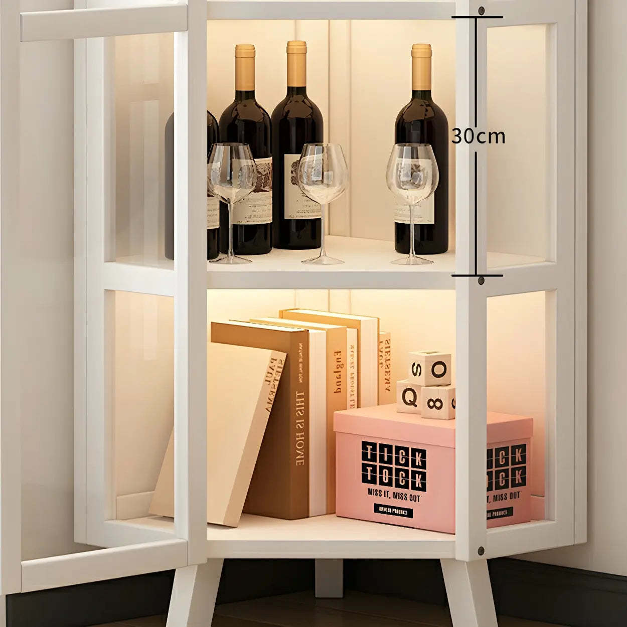 Diamond Bamboo Corner Display Cabinet