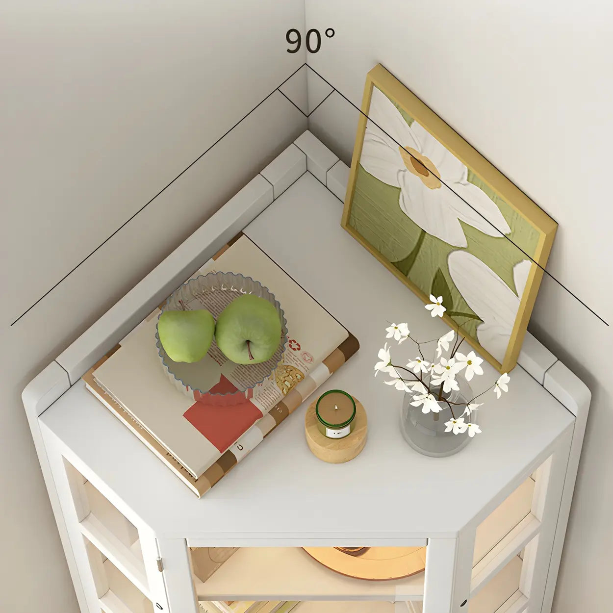 Diamond Bamboo Corner Display Cabinet