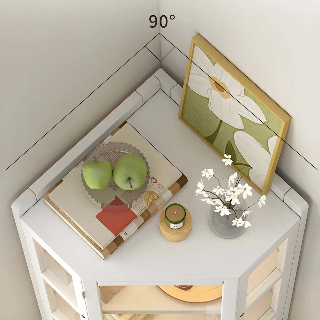 Diamond Bamboo Corner Display Cabinet