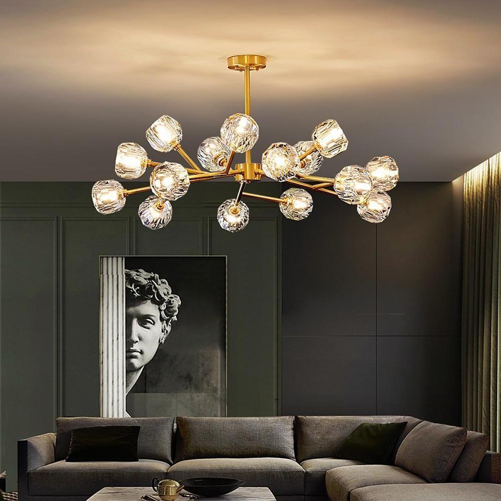 15-Light Crystal Copper Modern Sputnik Chandelier