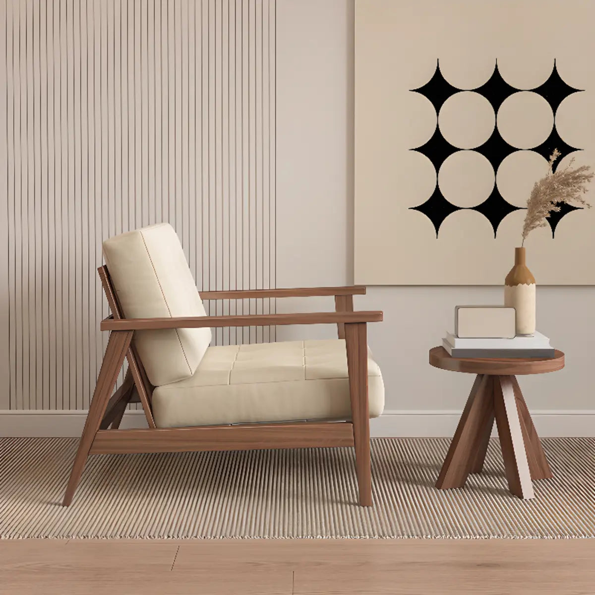 Faux Square Arm Tufted Back Lounge Chair