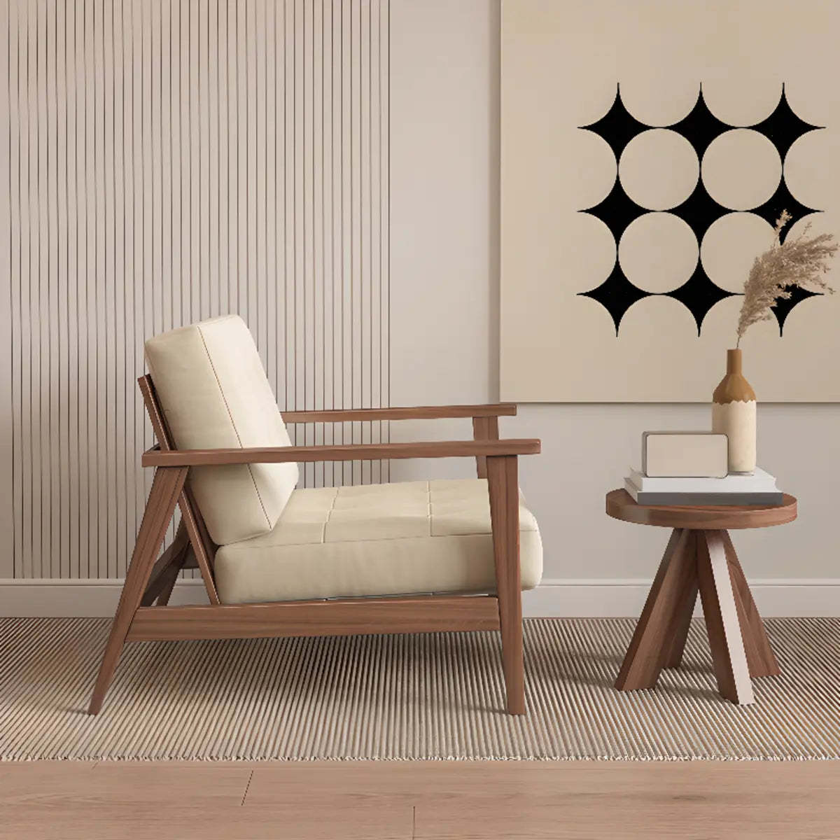 Faux Square Arm Tufted Back Lounge Chair