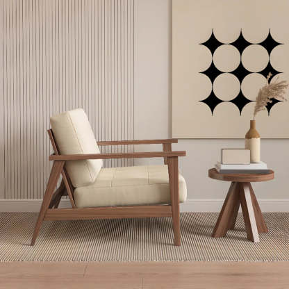 Faux Square Arm Tufted Back Lounge Chair