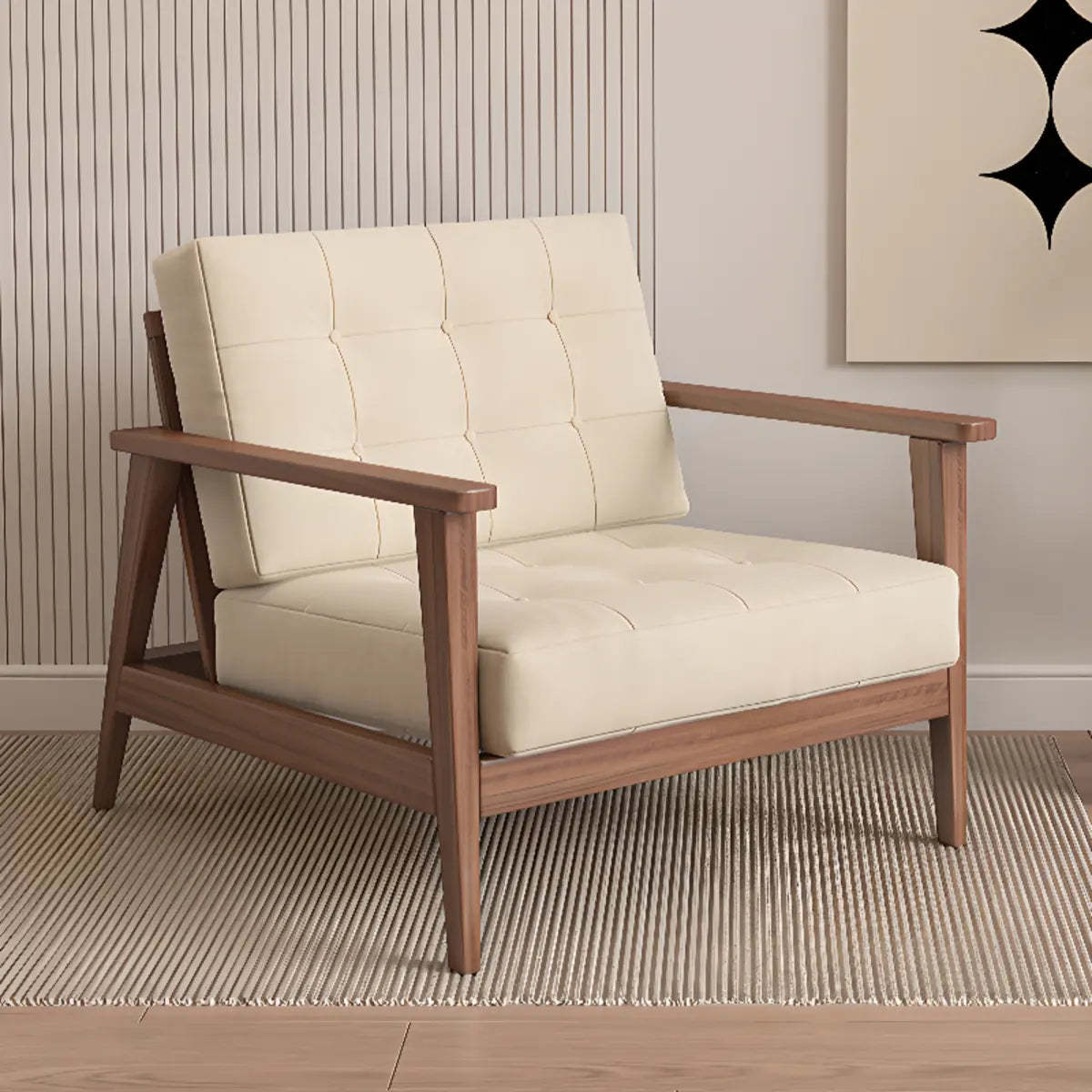 Faux Square Arm Tufted Back Lounge Chair