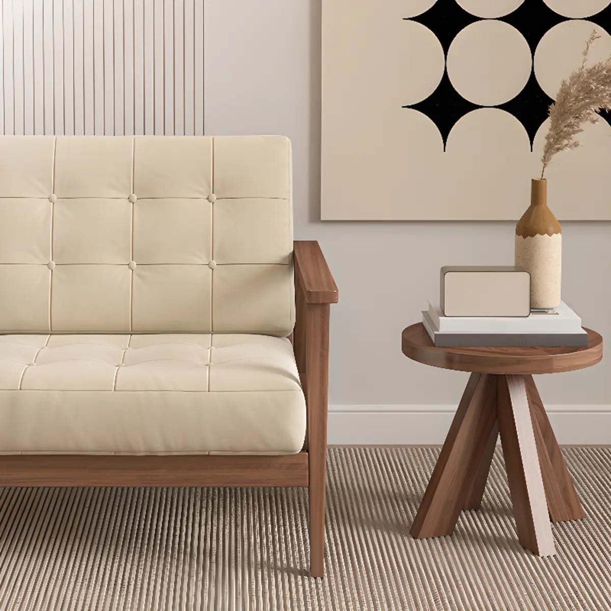 Faux Square Arm Tufted Back Lounge Chair