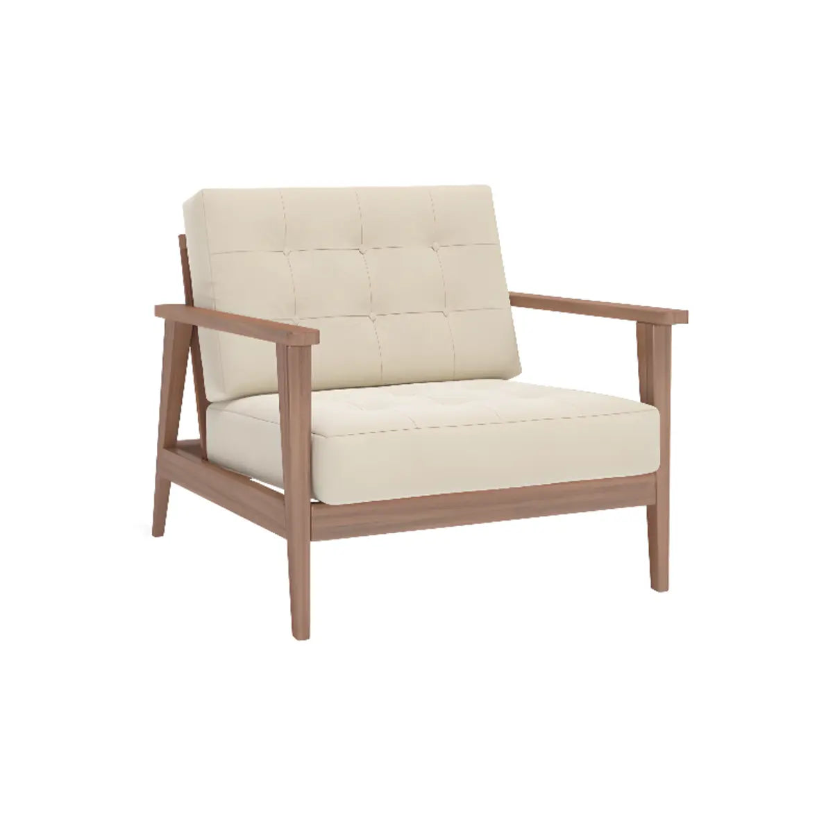 Faux Square Arm Tufted Back Lounge Chair