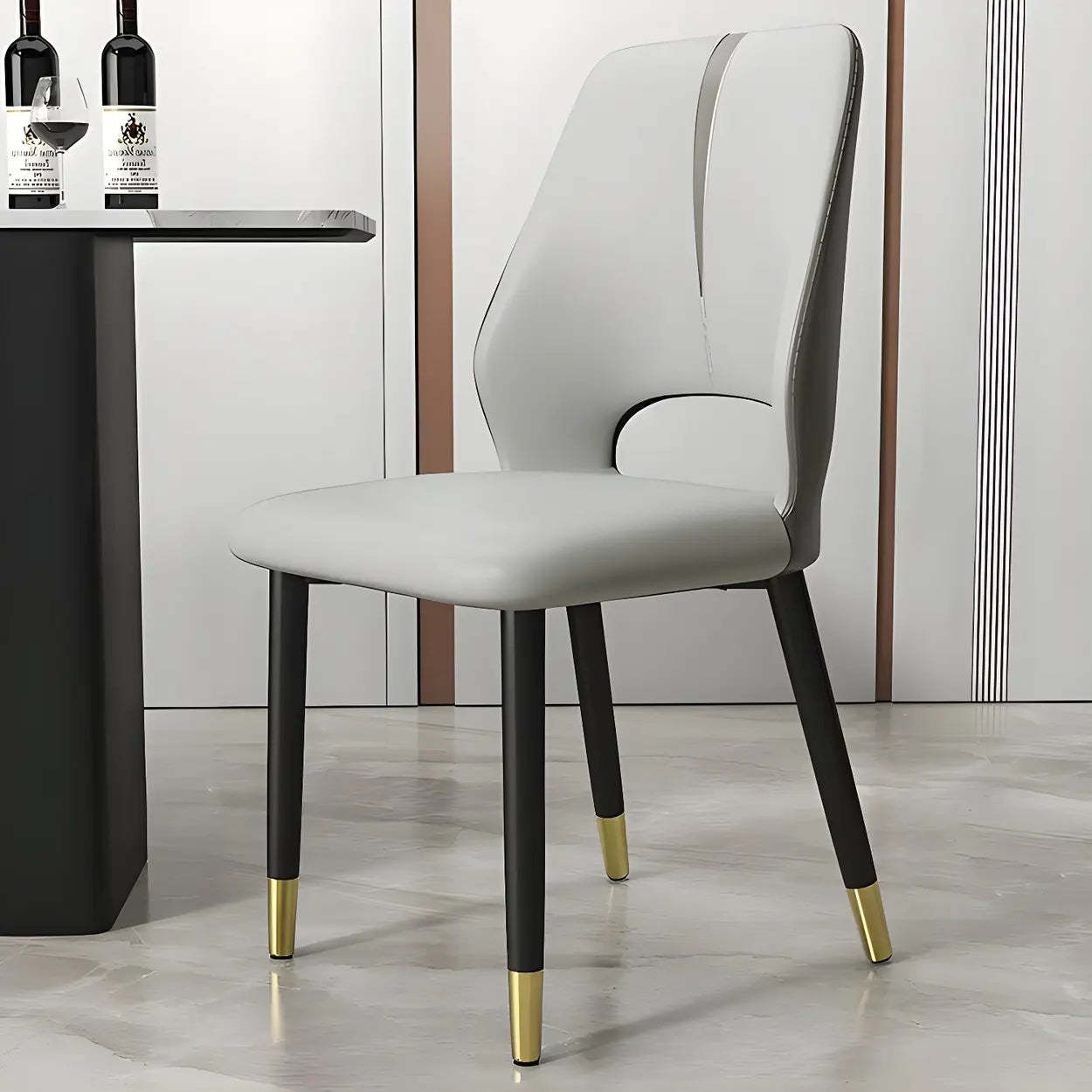 Faux Leather Dining Side Chair with Felt Pads