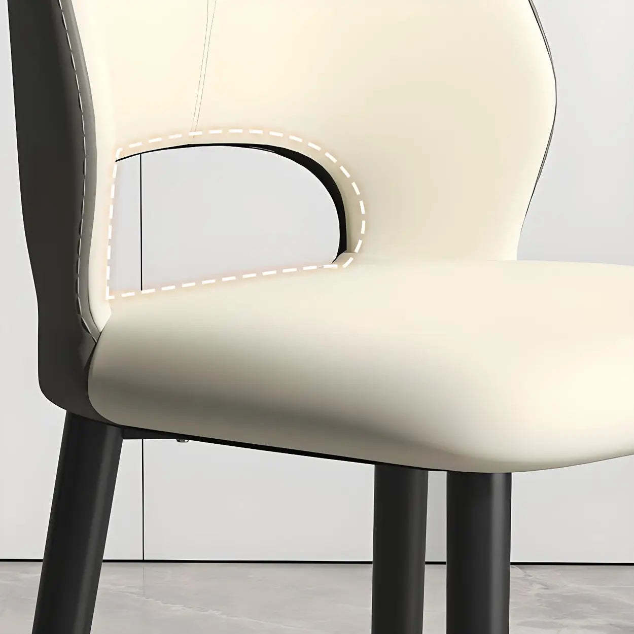 Faux Leather Dining Side Chair with Felt Pads — Light Gray / Black/ Gold