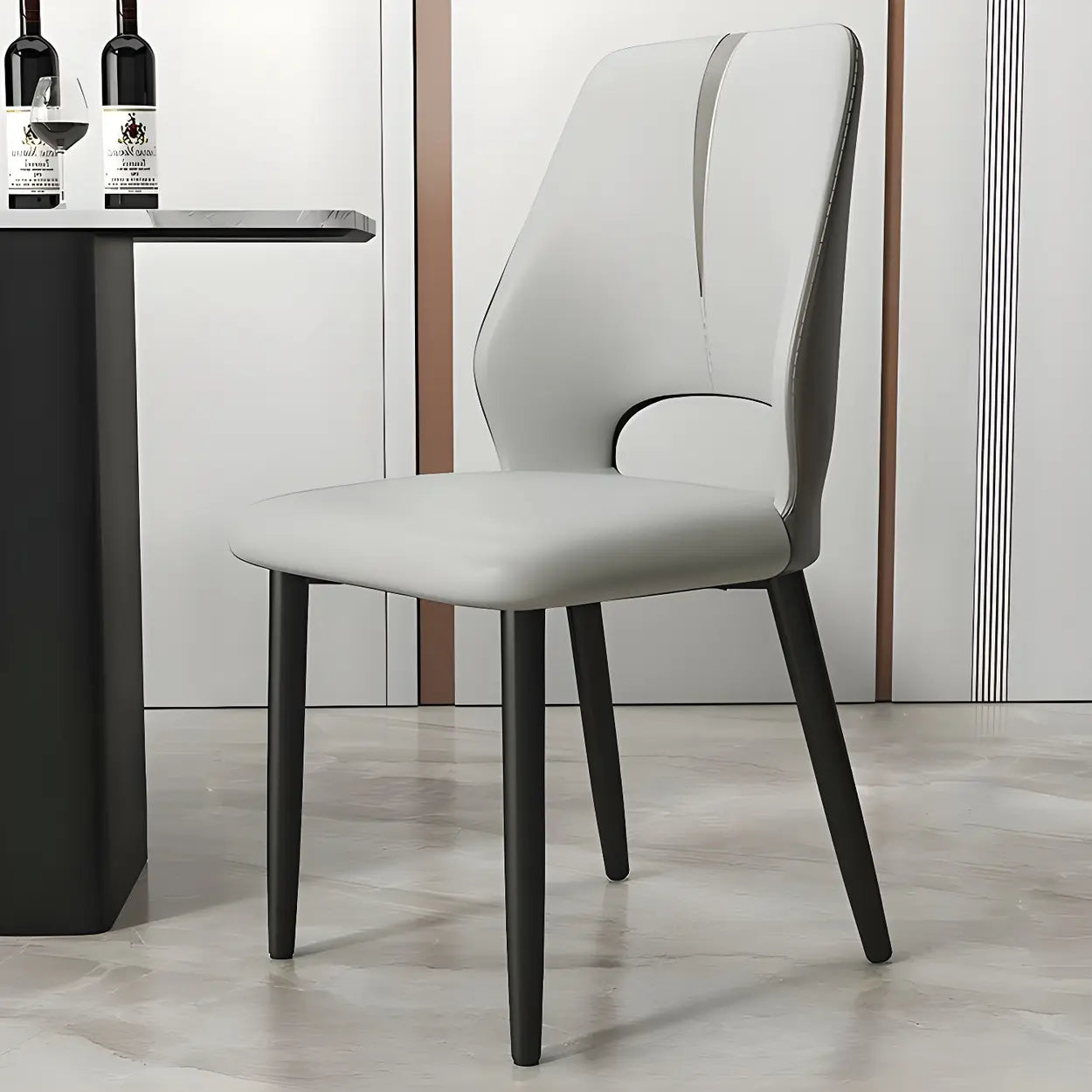 Faux Leather Dining Side Chair with Felt Pads