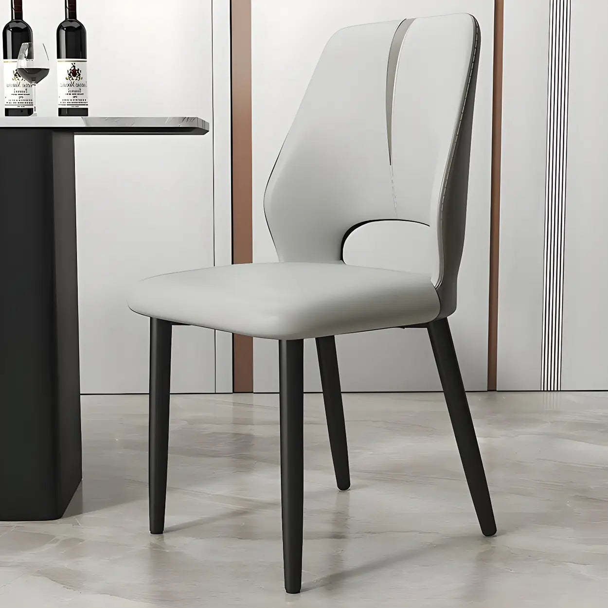 Faux Leather Dining Side Chair with Felt Pads