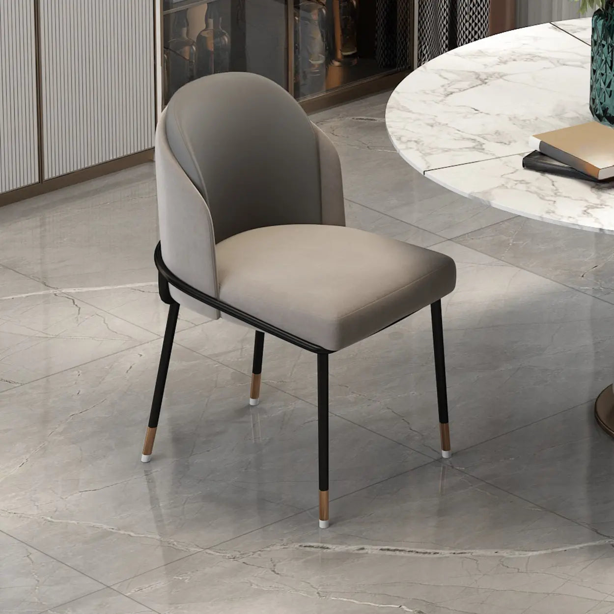 Faux Leather Houndstooth Dining Chair