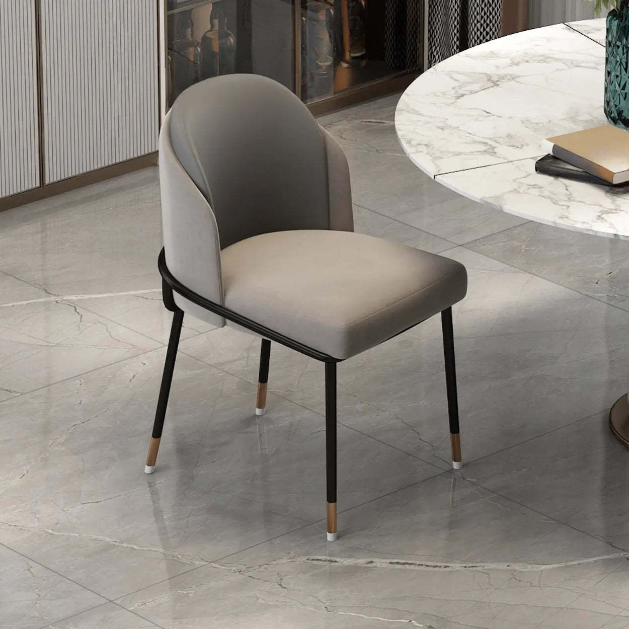 Faux Leather Houndstooth Dining Chair