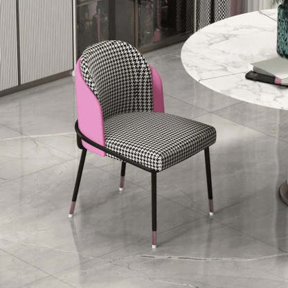 Faux Leather Houndstooth Dining Chair