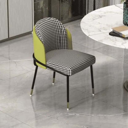 Faux Leather Houndstooth Dining Chair