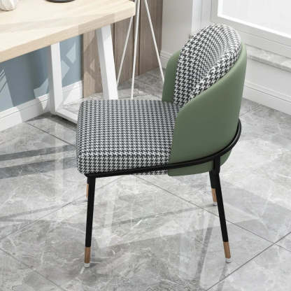 Faux Leather Houndstooth Dining Chair — Grey