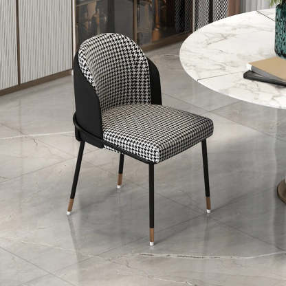 Faux Leather Houndstooth Dining Chair — Gray Houndstooth