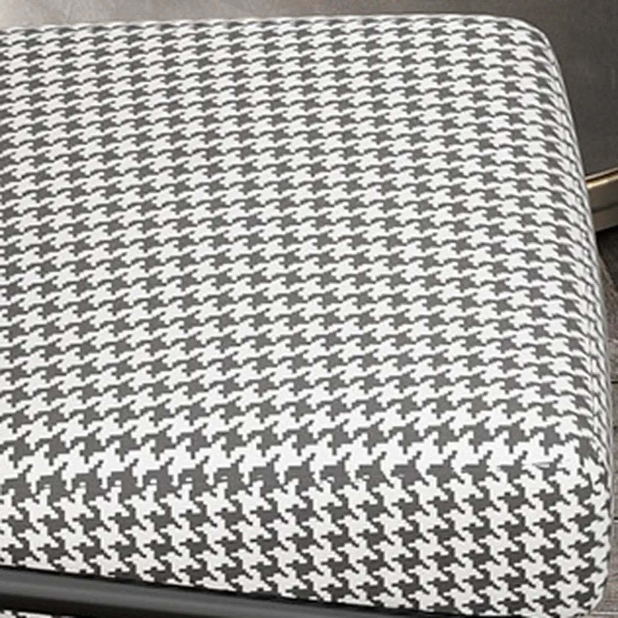 Faux Leather Houndstooth Dining Chair — Light Gray Houndstooth