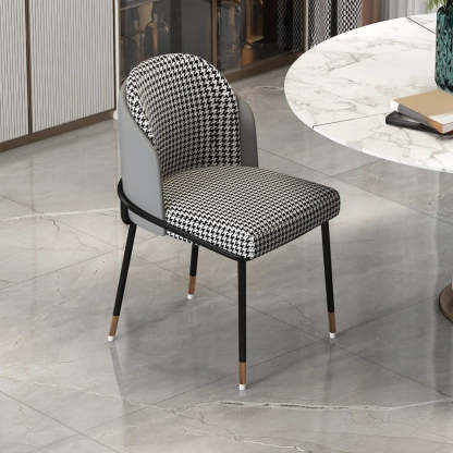 Faux Leather Houndstooth Dining Chair — Orange Houndstooth
