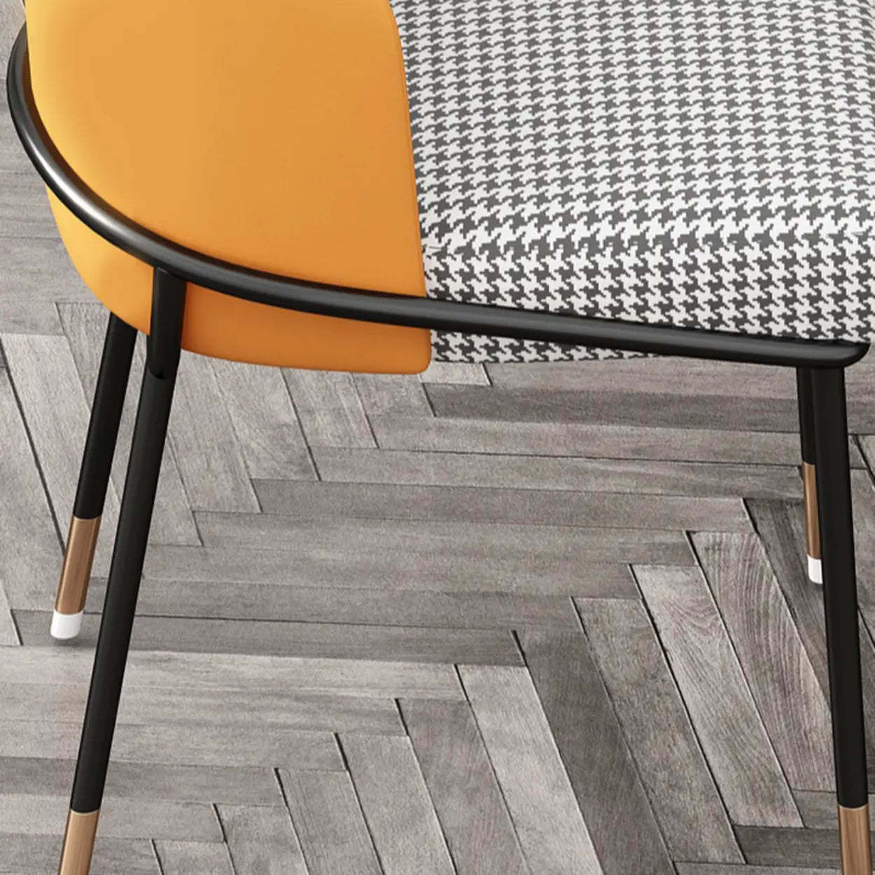 Faux Leather Houndstooth Dining Chair — Gray/ Coffee