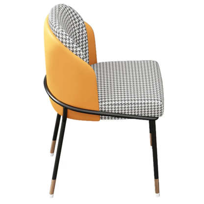 Faux Leather Houndstooth Dining Chair — Gray-Orange