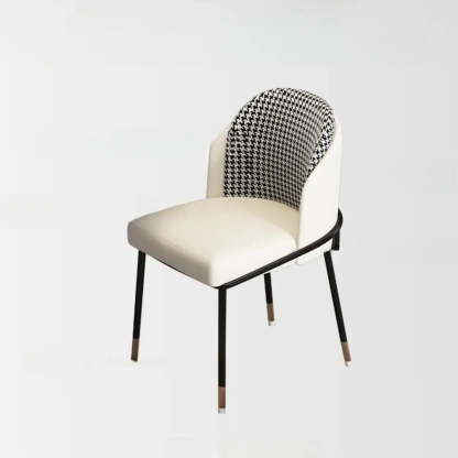 Faux Leather Houndstooth Dining Chair — Green Houndstooth