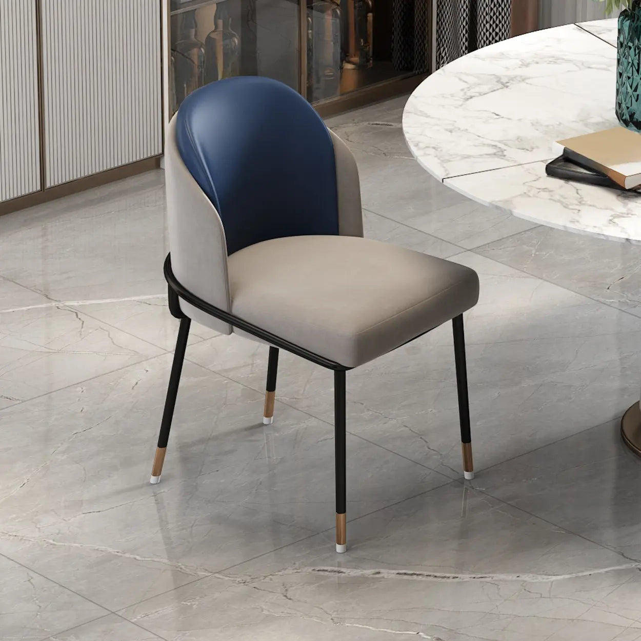 Faux Leather Houndstooth Dining Chair — White Houndstooth