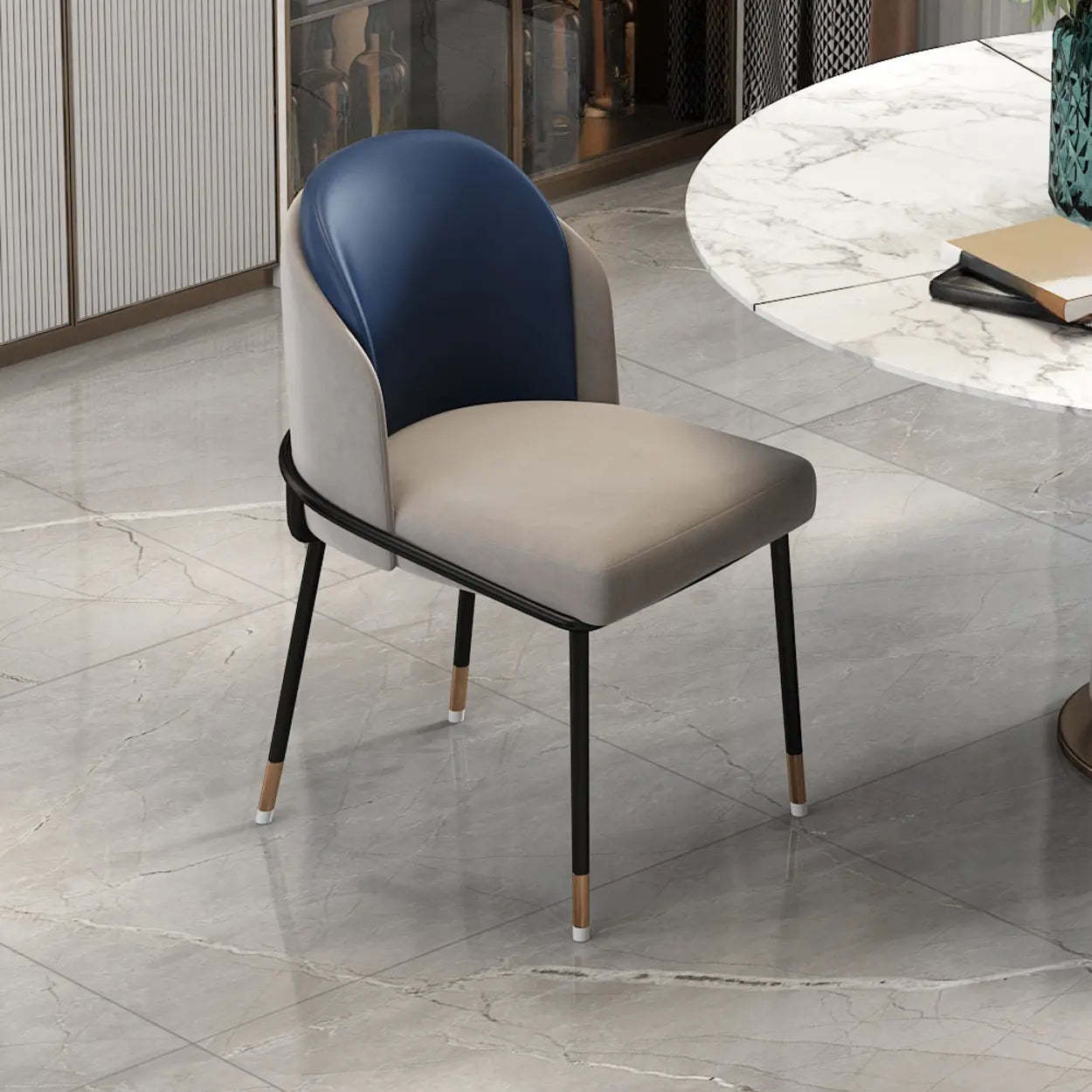 Faux Leather Houndstooth Dining Chair — White Houndstooth