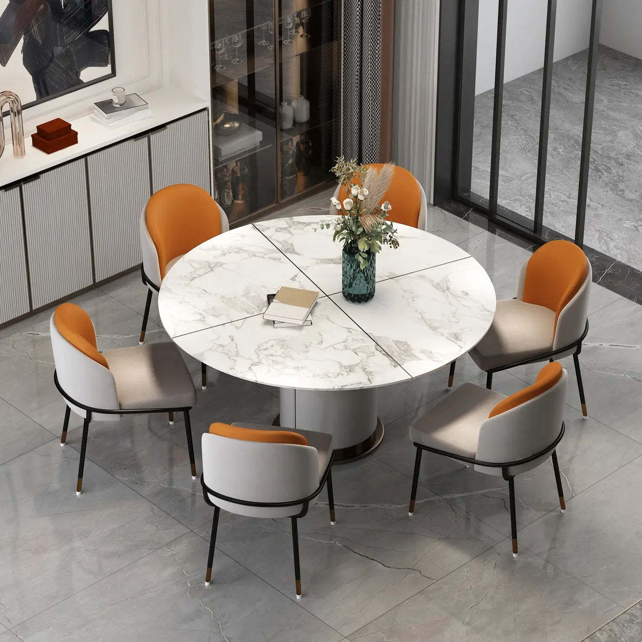 Faux Leather Houndstooth Dining Chair