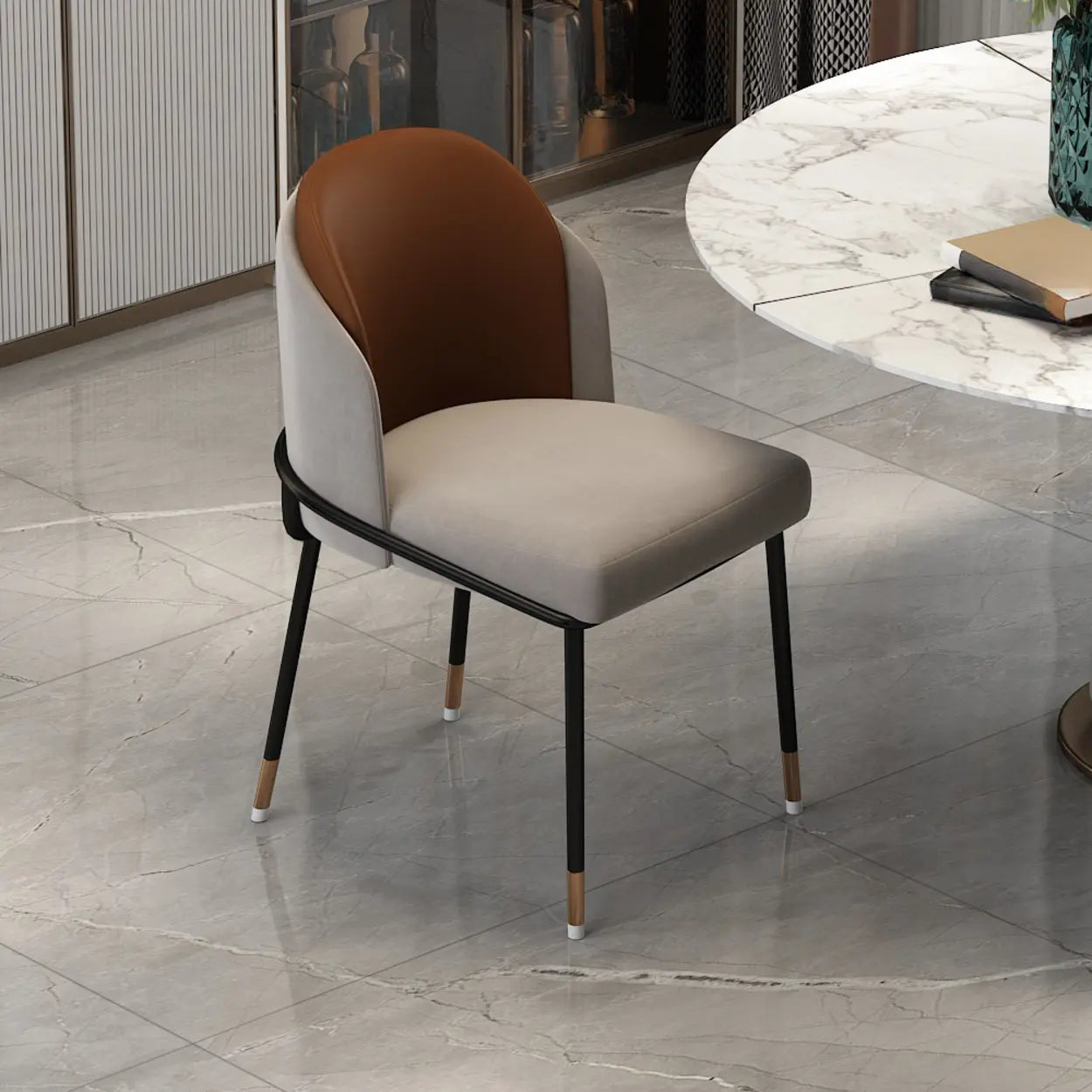 Faux Leather Houndstooth Dining Chair