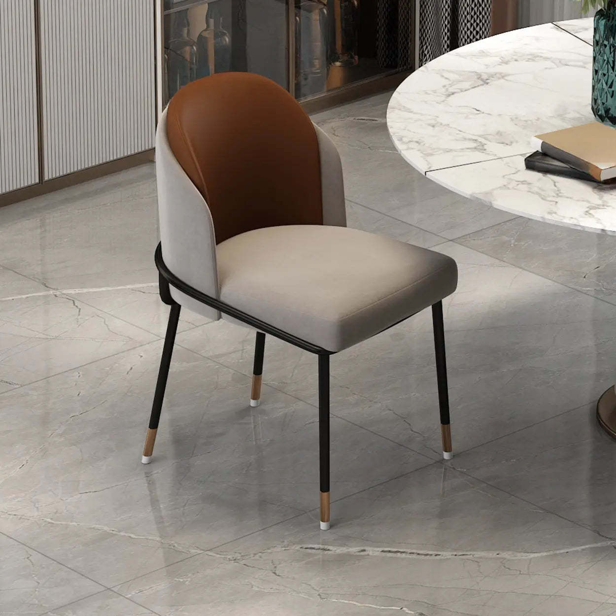 Faux Leather Houndstooth Dining Chair