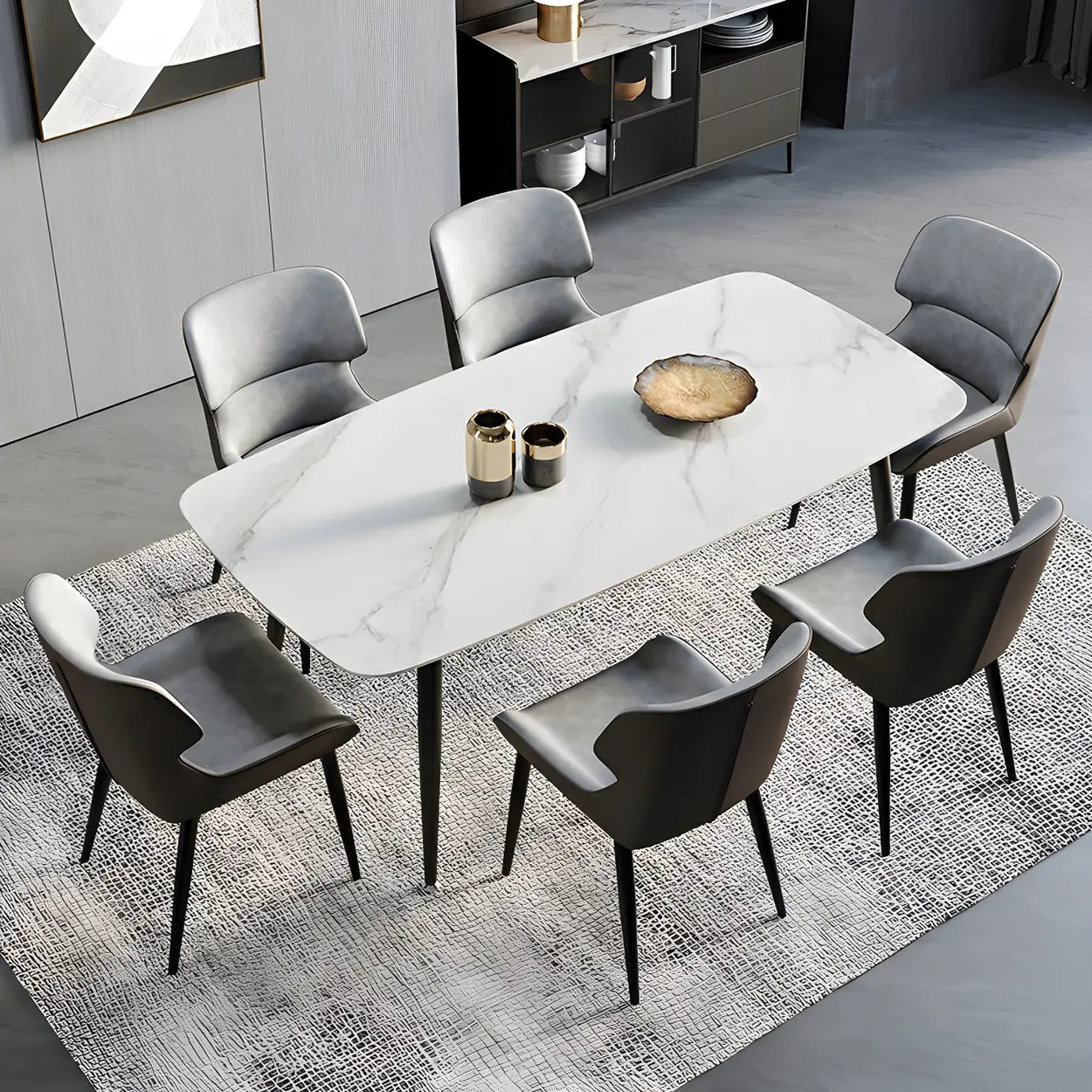 Faux Leather Low Back Armless Dining Chair — Light Gray / 1 Piece