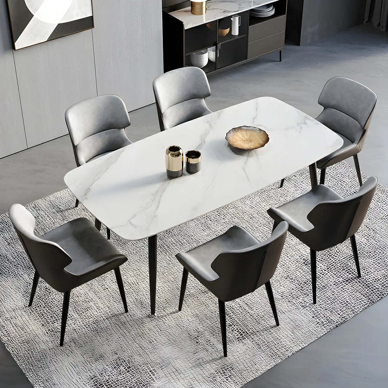 Faux Leather Low Back Armless Dining Chair — Light Gray / 1 Piece