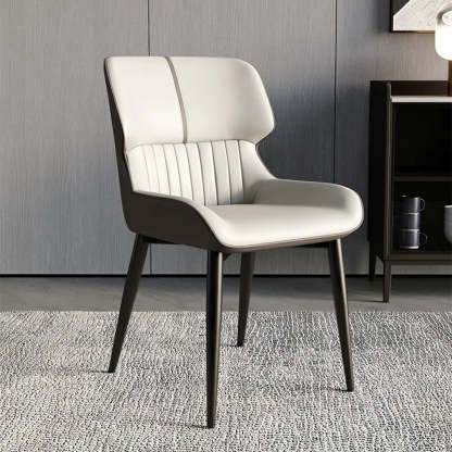 Faux Leather Low Back Armless Dining Chair — Light Gray / 8 Piece Set