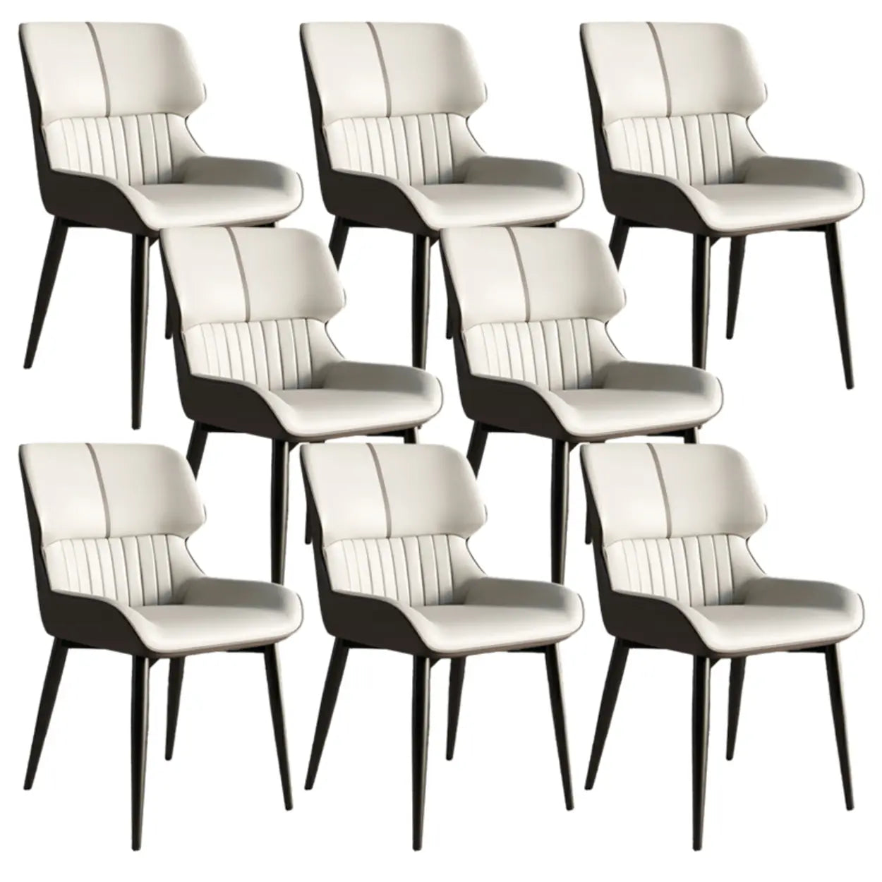 Faux Leather Low Back Armless Dining Chair — Dark Gray-Black / 1 Piece