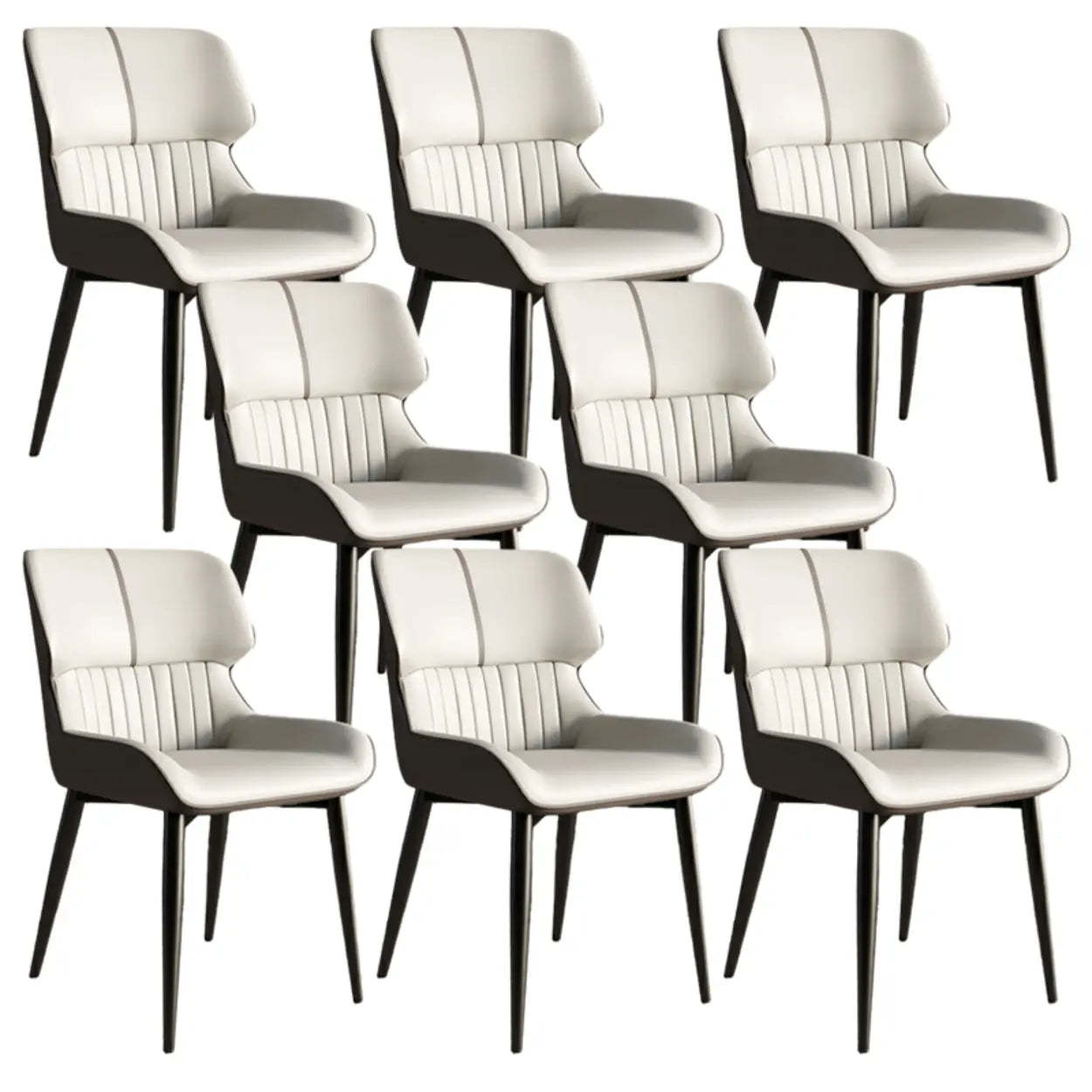 Faux Leather Low Back Armless Dining Chair — Dark Gray-Black / 1 Piece