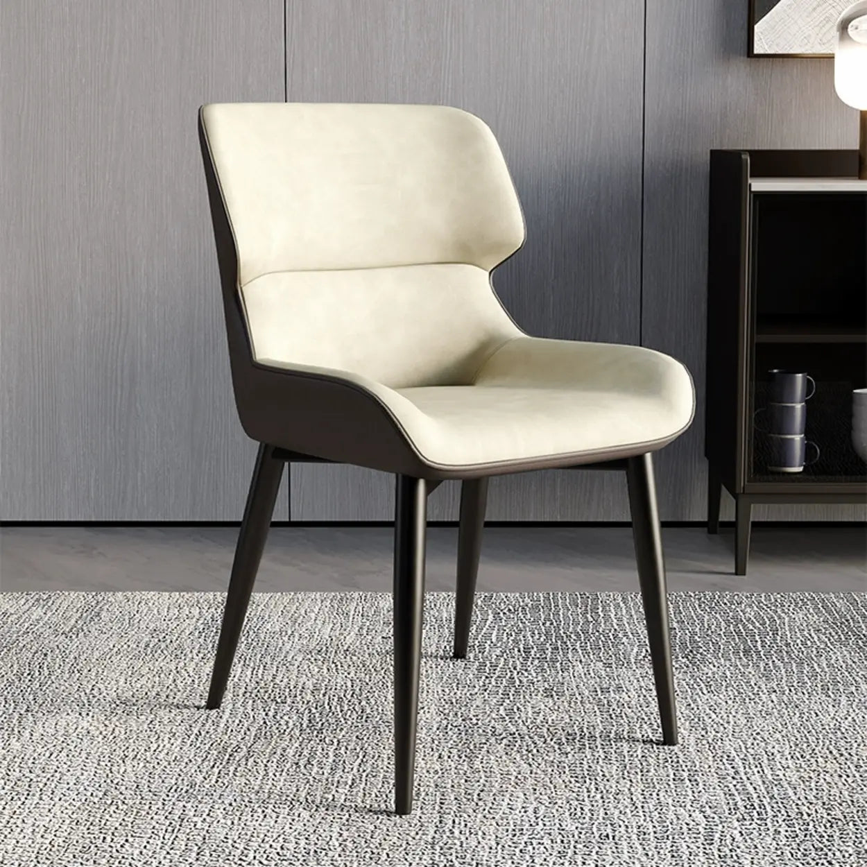 Faux Leather Low Back Armless Dining Chair