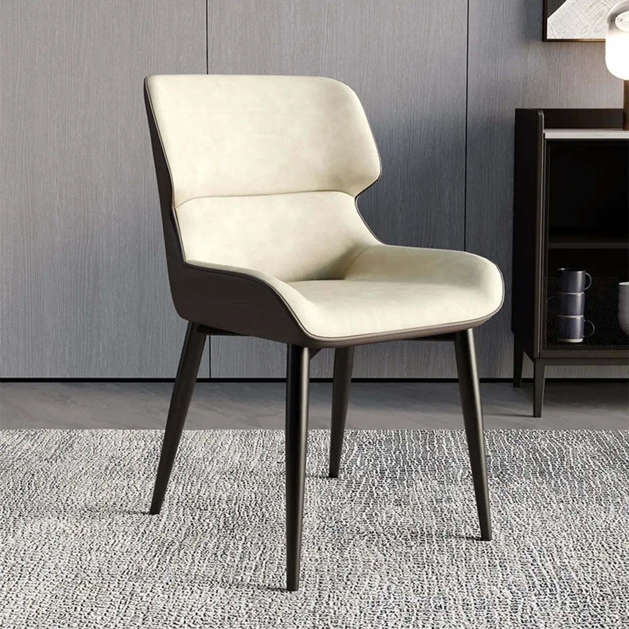 Faux Leather Low Back Armless Dining Chair