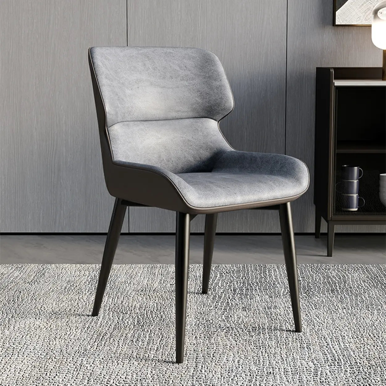 Faux Leather Low Back Armless Dining Chair