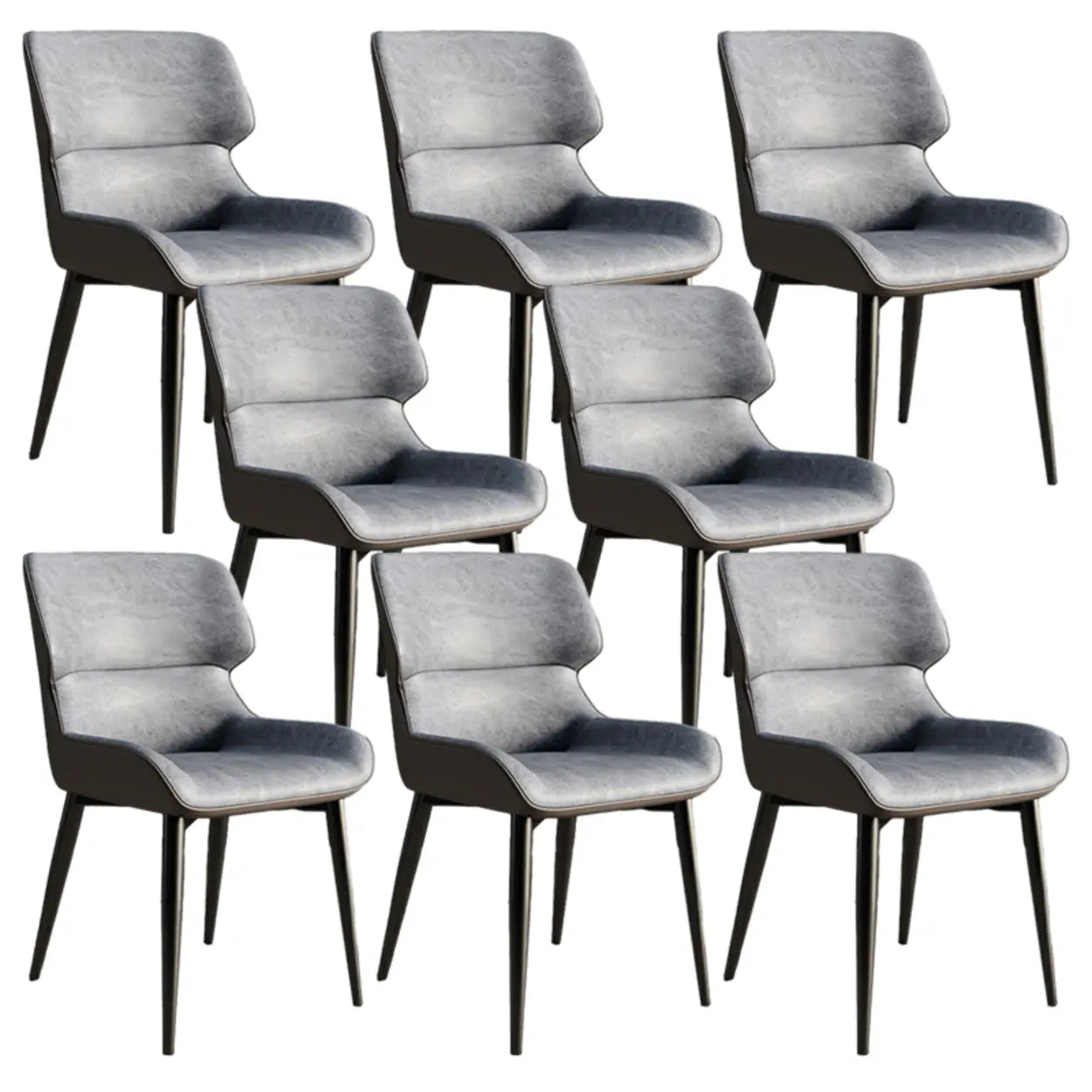 Faux Leather Low Back Armless Dining Chair