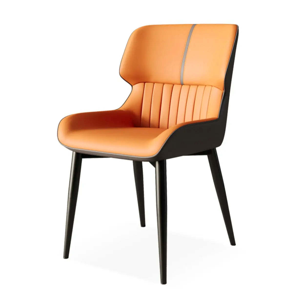 Faux Leather Low Back Armless Dining Chair — Beige/ Black / 1 Piece