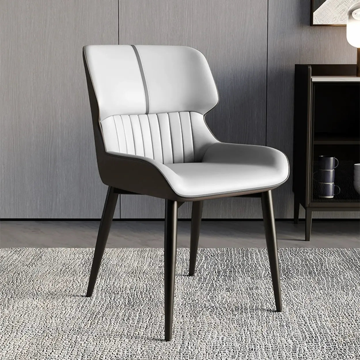 Faux Leather Low Back Armless Dining Chair — Orange / 1 Piece