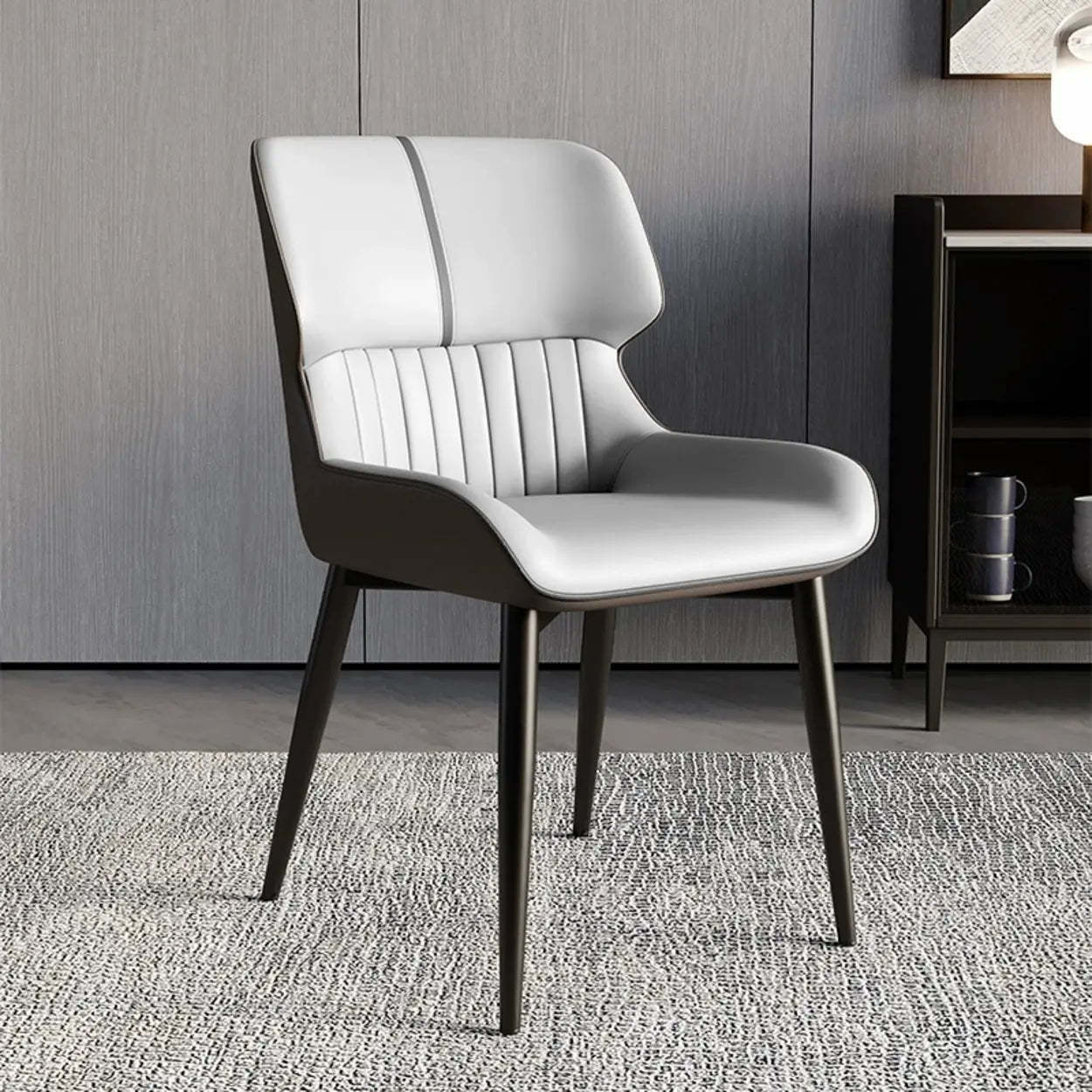 Faux Leather Low Back Armless Dining Chair — Orange / 1 Piece