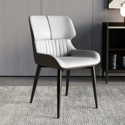 Faux Leather Low Back Armless Dining Chair — Orange / 1 Piece