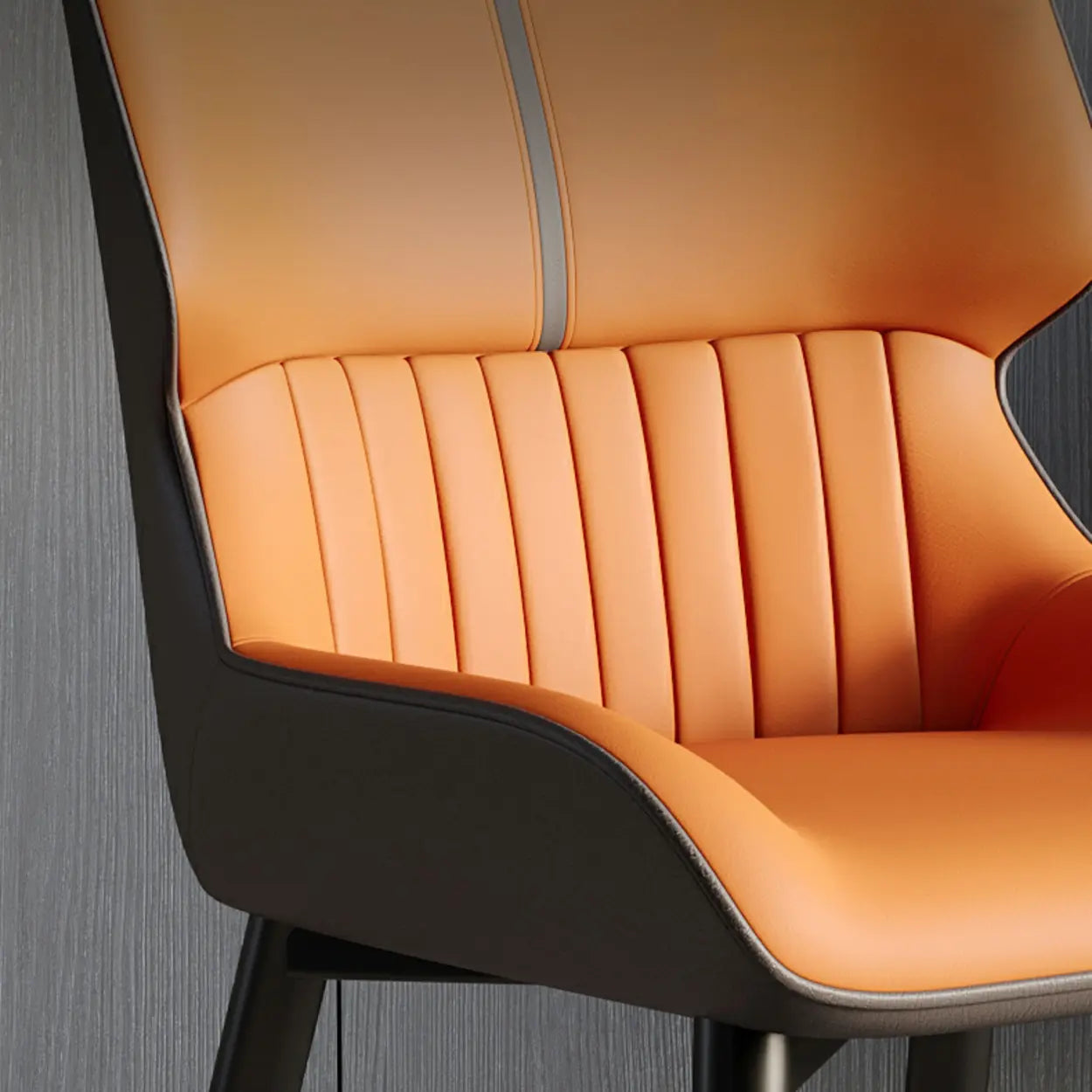 Faux Leather Low Back Armless Dining Chair — Light Orange / 1 Piece
