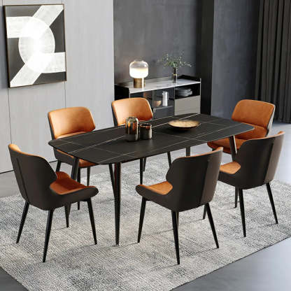 Faux Leather Low Back Armless Dining Chair — Light Gray-Black / 1 Piece