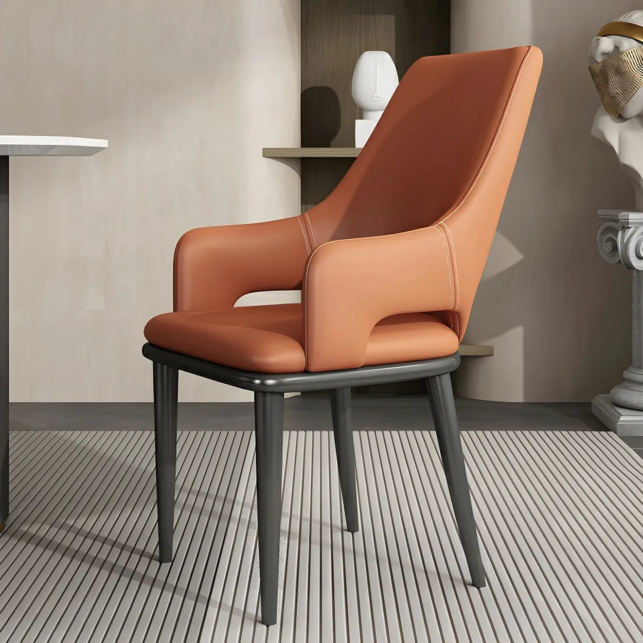 Faux Leather Metal Dining Armchair