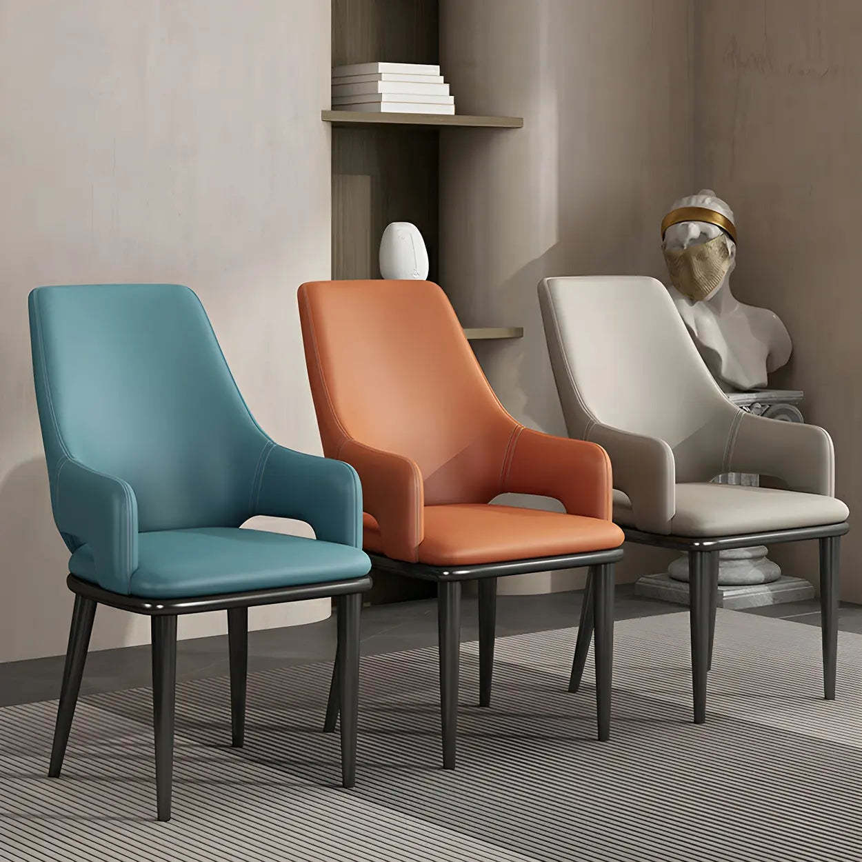 Faux Leather Metal Dining Armchair