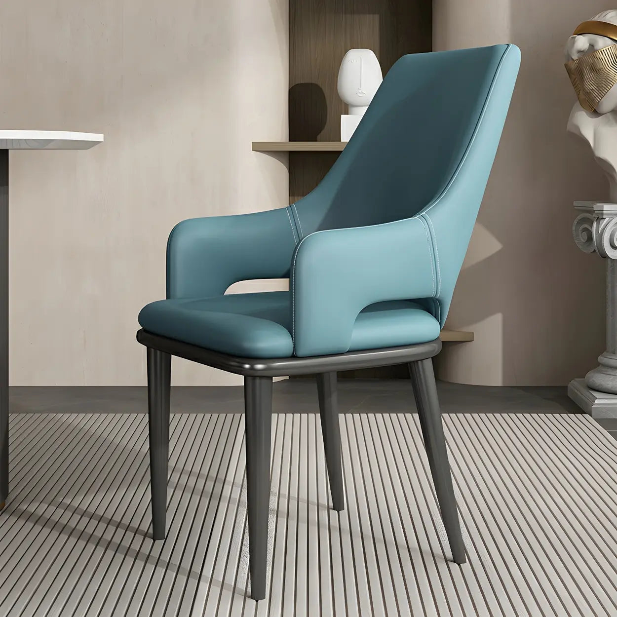 Faux Leather Metal Dining Armchair